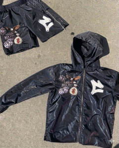 Solid Color Casual Sportswear <b>Women</b> 2 Piece Shorts Set Zipper Long Sleeve <b>Jacket</b> and Shorts Tracksuit Outdoor Windbreaker Set - Product Image 3