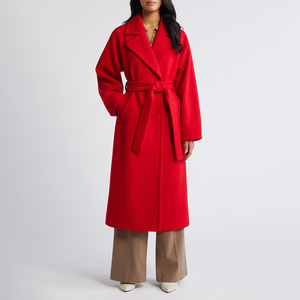 Manteau long en faux daim marron pour femme, style trench, à manches longues, ceinturé, double boutonnage, utilitaire, type safari, vente en gros - Product Image 3