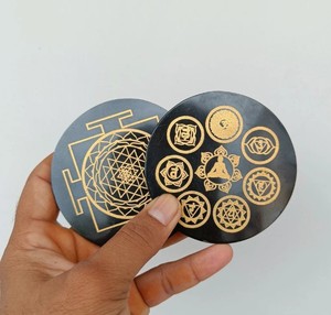 Premium Natural Black <b>Agate</b> Round <b>Coaster</b> Charging Plate Hand Polished Modern Luxury Gemstone for Home Decor Tableware Wholesale - Product Image 1
