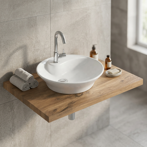 Vistaar Lavabo de comptoir ovale en céramique blanc de qualité export, pour salle de bain moderne, équipement sanitaire - Product Image 4