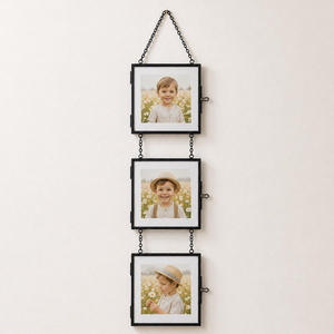 Cadre photo rectangulaire en verre et laiton, finition laiton, impression typographique, pour suspension à la chaîne, présentation sur table, décoratif - Product Image 6