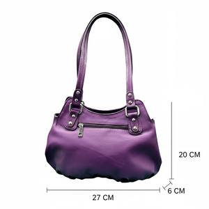 Bolso de Hombro de Cuero Genuino Morado de Lujo Wriza, Bolso de Mano de Diseñador para Mujer, Bolso de Moda al por Mayor con Cierre de Cremallera para Exportación - Product Image 4