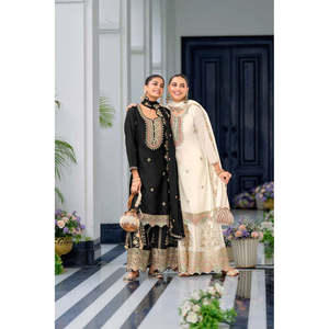 Ensemble de vêtements de fête pour femmes avec haut fantaisie, dupatta et sharara - Product Image 5