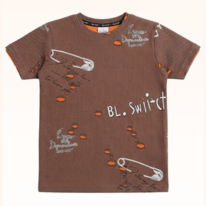 Camisetas de Verano para Niños, Informales, de Algodón Tejido, Etiquetas Personalizadas, Manga Corta, Estampados de Alta Calidad, Cuello Redondo - Product Image 5