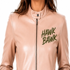 Veste en cuir pour femme, coupe slim moderne, style moto décontracté, col montant, bouton unique, imprimé logo, automne, imperméable, rembourrage en coton - Product Image 4