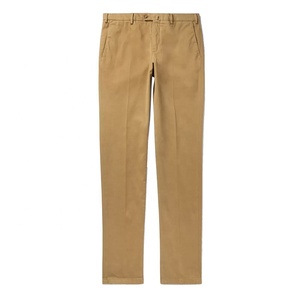 Pantalones chinos informales de algodón 100% de ajuste Regular de cintura alta personalizados para hombre, pantalones caqui transpirables antiarrugas - Product Image 1