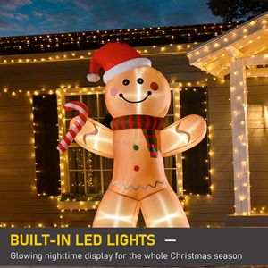 Decorazione Natalizia Gonfiabile da Esterno con Luci LED, Omino di Pan di Zenzero e Bastoncino di Zucchero, 2,4 m - Product Image 5