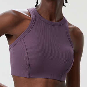 Débardeur court sans manches personnalisé pour femme, col rond, coupe ajustée, bas arrondi, idéal pour le fitness – Vente en gros - Product Image 1