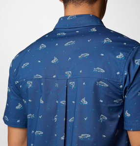 Camisa de Pesca de Manga Corta Azul Sólida para Hombre con Cierre de Pullover, Secado Rápido, UPF 50, 100% Poliéster, Antibacteriana - Product Image 6