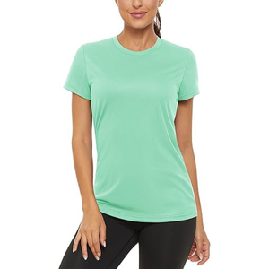 Camiseta Deportiva Verde Menta para Mujer, Ligera, Transpirable, 100% Algodón, Cuello Redondo, Manga Corta, para Fitness y Ejercicio - Product Image 4