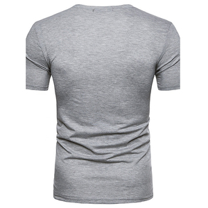 Nouveau T-shirt élégant en gros OEM de haute qualité à col en V, impression personnalisée du logo, T-shirt uni à col en V pour homme - Product Image 4