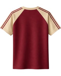 <b>Red</b> Beige Raglan Sleeve T Shirt <b>Men</b> Casual Summer Crew Neck Striped Shoulder Breathable Cotton Blend Soft Comfortable Wear - Product Image 2