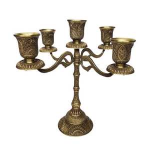 Candelabro de Metal Dorado de 5 Brazos con 2 Portavelas Cónicos, Forma Alta para Decoración de Mesa de Boda, Hogar, Navidad - Product Image 5