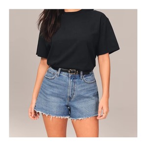 Shorts en jean délavé taille mi-haute coupe skinny pour femme, style Y2K streetwear vintage déchiré, décontracté, été, en Spandex/Coton, longueur genou - Product Image 4