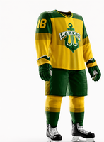 Uniforme de hockey sur glace des Lakers pour hommes, maillot sublimé jaune et vert, manches longues, évacuation de l'humidité, toutes saisons, taille adulte