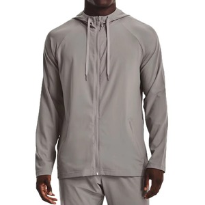 Custom Men's Slim Fit Lightweight Full <b>Zip</b> <b>Hooded</b> Jersey Sports Jacket Quick Dry Training Hoodie OEM ODM Manufacturer - Product Image 1