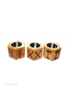 เตาเผากำยานไม้ทำมือ รูปทรงหกเหลี่ยม ลายต้นปาล์มและดอกไม้ ใช้ได้ทุกฤดู - Product Image 1