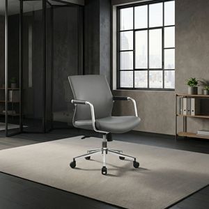 Sedia da Ufficio Ergonomica Robusta con Schienale Medio in Pelle PU, Capacità 350 Libbre - Product Image 6