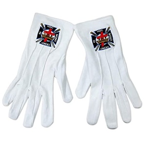 Masonic Regalia-guantes de algodón 100% con bordado, joyería, Color blanco - Product Image 6