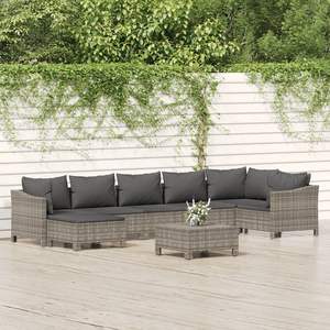 Ensemble de salon de patio en rotin gris de 8 pièces avec coussins Ensembles de jardin - Product Image 1