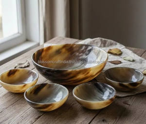 Tazón de Cuerno Natural de Lujo, Hecho a Mano por Artesanos, Tazón para Servir Ecológico, Vajilla para Decoración de Cocina y Comedor - Product Image 2
