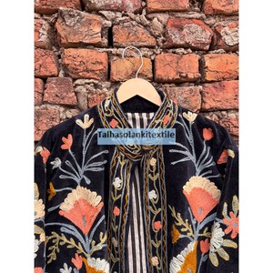 Chaqueta de terciopelo indio Suzani, chaqueta uzbeca bordada con forro interior de algodón, chaqueta estilo boho chic, abrigo para mujer - Product Image 5