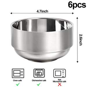 Tazón de Sopa de Acero Inoxidable de Doble Pared con Aislamiento, Acabado Mate, para Arroz, Fideos, Bocadillos, Helado, Multiusos - Product Image 6