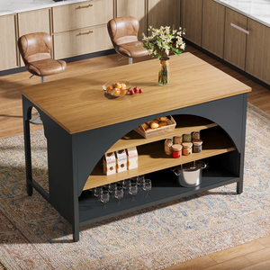 Islas de Cocina de Madera de Acacia de Vietnam, Color Natural/Blanco/Negro, con Almacenamiento, Móviles, de Aspecto Moderno - Product Image 6