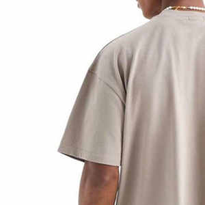 T-shirts décontractés pour hommes en jersey de coton épais 120g, coupe boxy oversize, teint uni, style cropped - Product Image 5