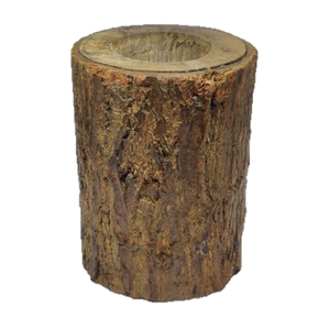 Customized Unique Pillar Shaped Brown High Quality Handmade Home Decor Natural Wooden & Bark Wax Filling <b>Tealight</b> <b>Candle</b> Holder - Product Image 4