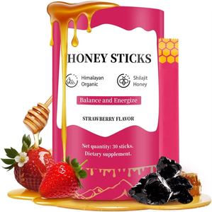 Palitos de miel de fresa con etiqueta personalizada OEM, con Shilajit y miel natural, sabor a fresa, suplemento dietético diario. - Product Image 1