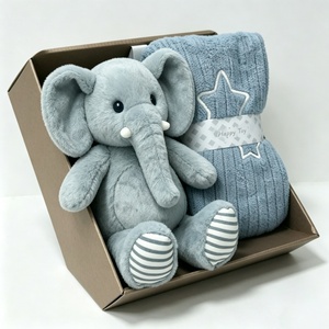customized baby <b>gift</b> set, <b>elephant</b> plush, newborn <b>gift</b>, stuffed animal, baby blanket <b>gift</b> box, soft toy for infant - Product Image 1