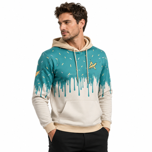 Premium Custom Sublimation Printed <b>Men</b> Sports <b>Hoodie</b> Drip Paint Design Fleece Hooded Sweatshirt Wholesale Streetwear Pullover - Product Image 3