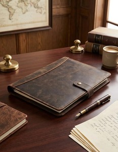 Executive Leather Portfolio Organizer Business <b>Folder</b> Resume Holder <b>Document</b> Case Card Holder Writing Pad for Meetings & <b>Travel</b> - Product Image 6