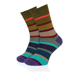 Colorful Striped Crew <b>Socks</b> Men's Breathable Knitted Cotton Spandex Daily Wear Spring Fashion <b>Socks</b> - Product Image 2