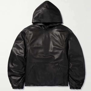 Sudadera con Capucha de Cuero de Invierno 100% de Alta Calidad, Diseño Urbano con Estampado Digital de Color Sólido, Confeccionada para Sudaderas de Lujo para Hombre - Product Image 1