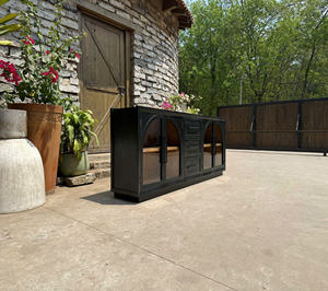 Mueble de Madera de Pino Vintage de Lujo con Puerta de Vidrio, Almacenamiento Duradero para Sala de Estar - Product Image 6