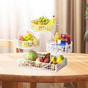 Cesta de Hierro Fundido Hecha a Mano de 4 Niveles, Ecológica y Duradera, Organizador de Frutas y Verduras, Estante de Almacenamiento Multifuncional para Cocina - Product Image 5