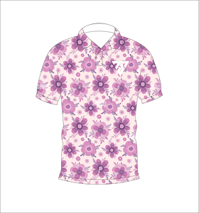 Mens Pink Purple Floral Print Polo Shirt Custom Sublimation Short Sleeve Summer Casual Breathable Lightweight Golf Shirt - Product Image 1