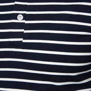 Polo à manches courtes rayé bleu marine et blanc pour homme, boutonné, décontracté, en coton tricoté respirant, coupe classique - Product Image 5