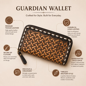 Cartera de Cuero Genuino Premium con Cierre de Cremallera, Diseño de Calavera de Toro Longhorn Grabado a Mano, Cartera Tipo Clutch para Mujer, Organizador de Viaje - Product Image 5