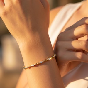 Brazalete de Oro de 9K con Diamantes Cultivados en Laboratorio, Diseño Clásico con Cuentas, para Mujer, Regalo de Joyería Fina para Novias y Fiestas - Product Image 4