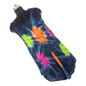Vestido largo de rayón con diseño tie-dye para mujer, estilo casual, maxi, nuevo diseño de vestido para mujer. - Product Image 1