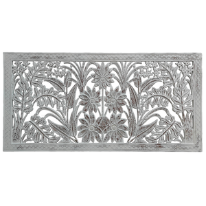 Tête de lit Queen Size sculptée à la main en bois, motif floral Mandala, finition blanchie, en bois d'ingénierie, décoration murale - Product Image 3