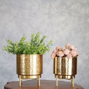 Pot de fleurs en métal minimaliste nordique pour l'intérieur avec support, porte-fleurs décoratif pour le salon, le jardin - Product Image 5