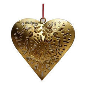 Décorations de Noël en métal doré en forme de cœur, motif Père Noël, design standard, à suspendre, pour la maison et les fêtes - Prix compétitif - Product Image 1