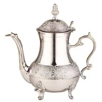 Juego de 3 cafeteras árabes Dallah de metal dorado pulido para servir té, leche, vajilla, cafetera Dallah a los mejores precios