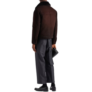 Veste aviateur en daim premium pour homme, col en peau de mouton, veste en cuir d'agneau, fabrication sur mesure OEM ODM, fabricant de marques privées - Product Image 2