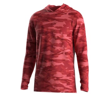 Unisex <b>Red</b> Solid <b>Long</b> <b>Sleeve</b> Hoodie Quick Dry UPF 50 100% Polyester 160g Fishing Wear - Product Image 1