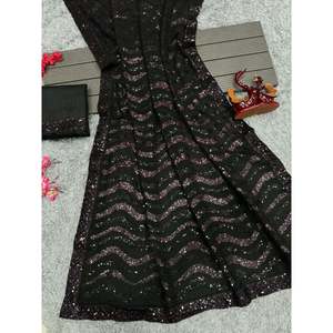 Saree de travail de broderie de belle séquence pour les fêtes Performance Wear - Product Image 5